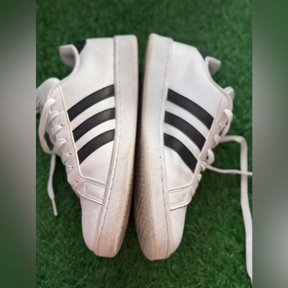 Adidas White Sneakers with Black Stripes Size 9.5‎